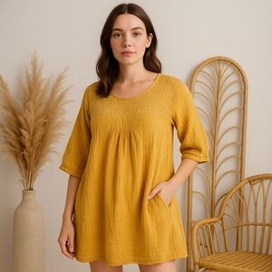 Mustard Yellow Women's Tunic Top